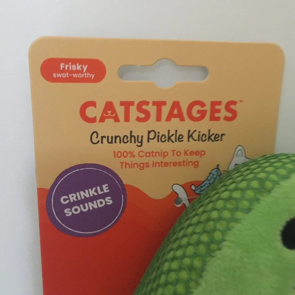 Catstages Crunchy Pickle Kicker Toy with Crinkle Noise NEW